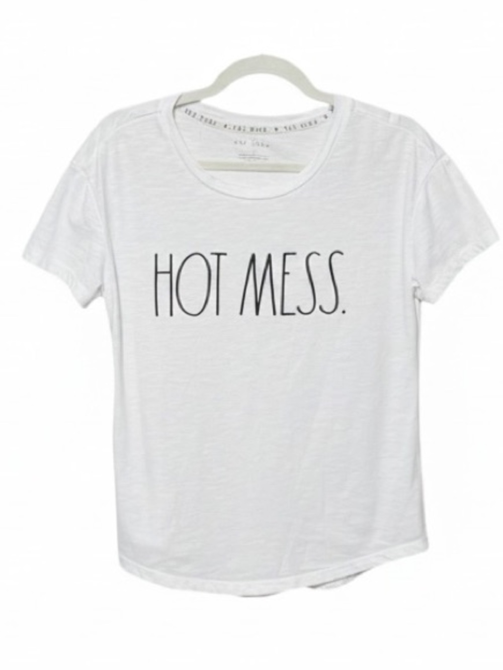 RAE DUNN HOT MESS Graphic Tee S 18” p2p White EUC - Picture 2 of 7